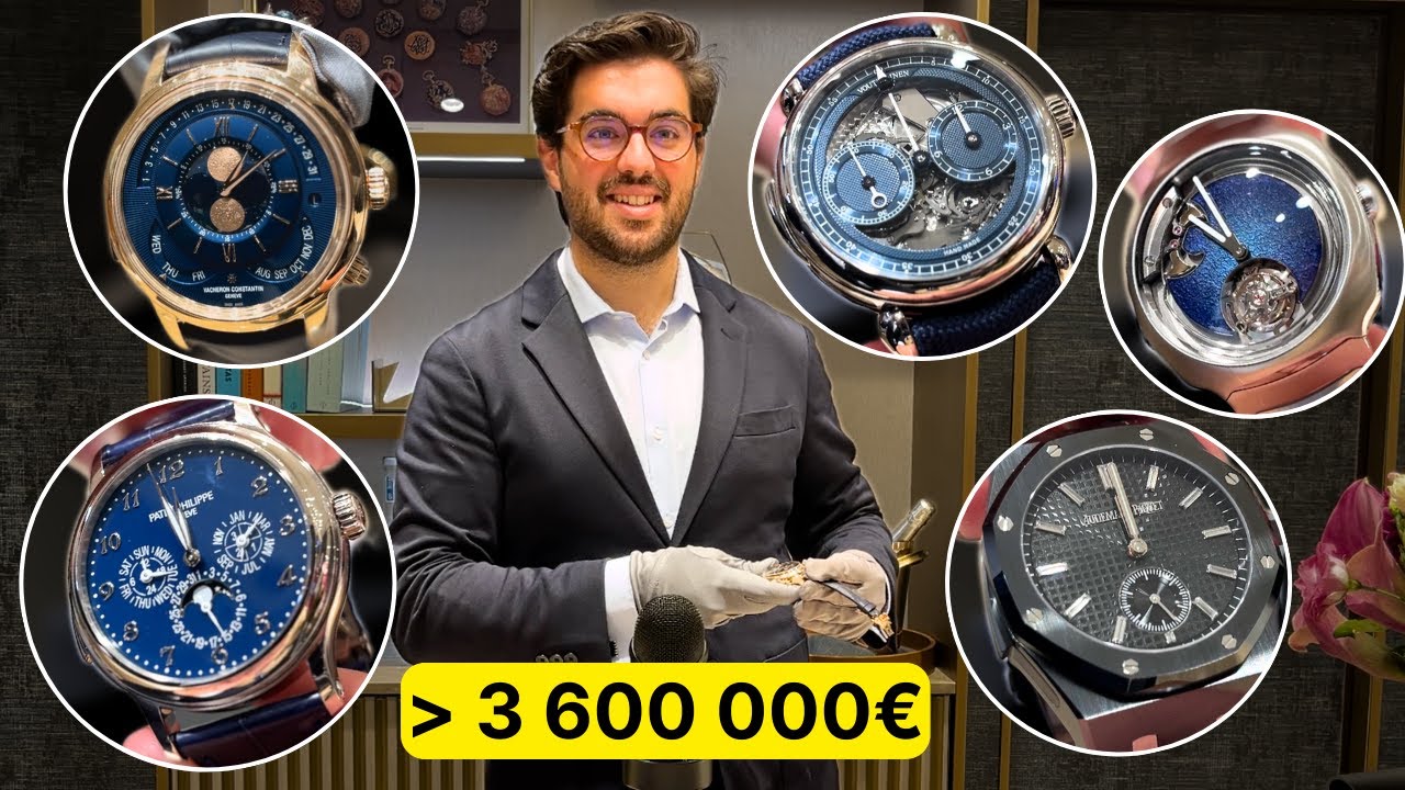 5 repetidores de minutos en una mesa (Patek Philippe, Audemars Piguet, H. Moser & Cie, Vacheron Constantin, Voutilainen) | RARE